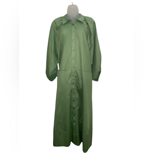 Harshman Muriel Shirt Dress Plus 3X Green Cotton Midi NWT - Picture 2 of 6